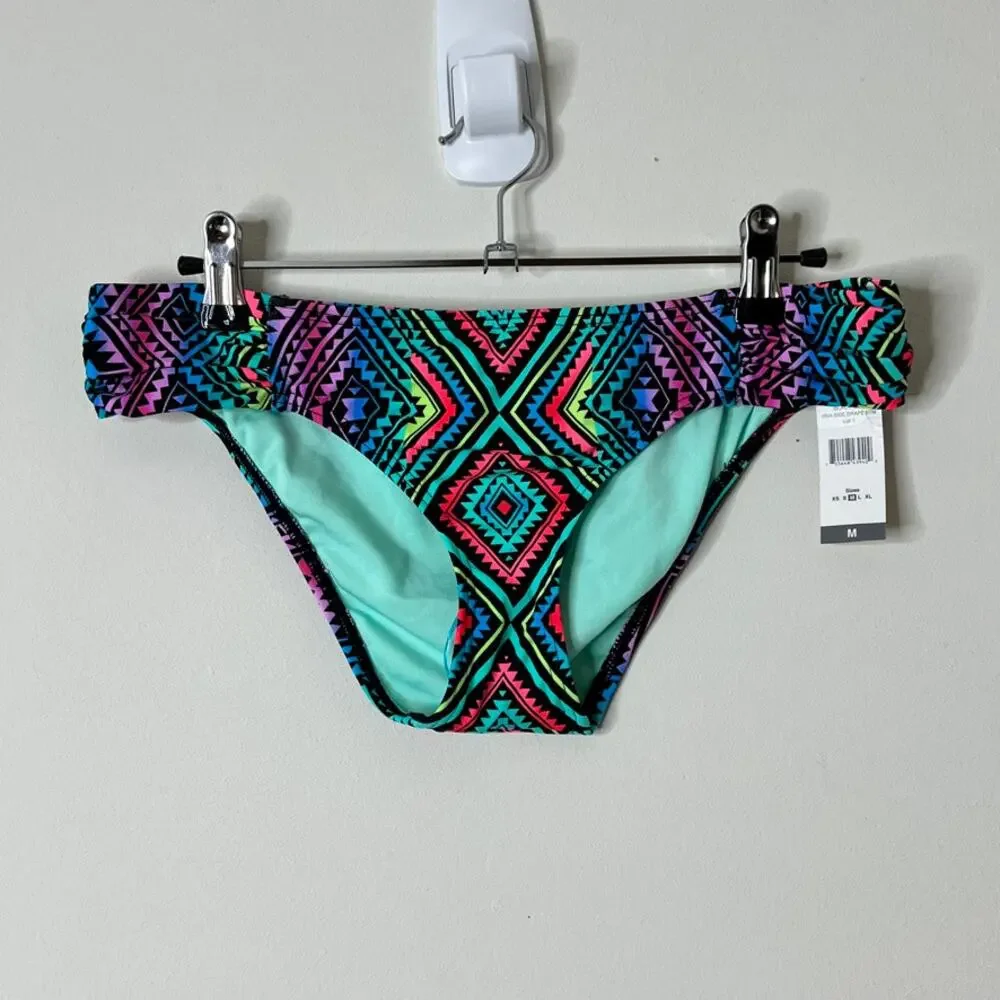 Sundazed Viva Ruched Hipster Bikini Bottoms Women's Swimsuit Blank Multi Medium